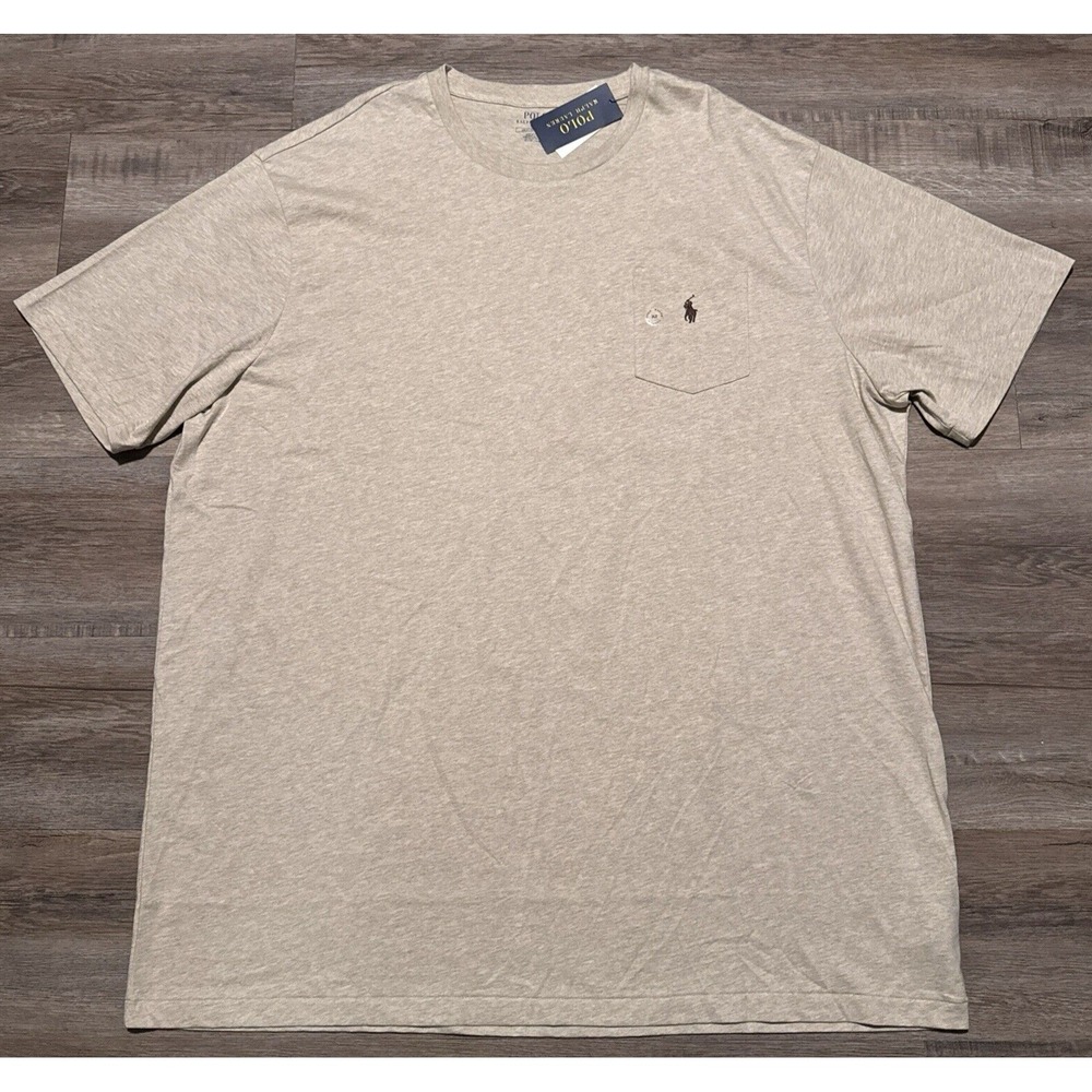 NEW Polo Ralph Lauren Men's Size 3XLT Brown Heather Jersey Pocket T Shirt TALL
